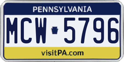 PA license plate MCW5796