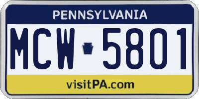 PA license plate MCW5801