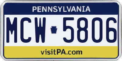 PA license plate MCW5806