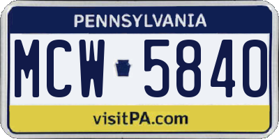 PA license plate MCW5840