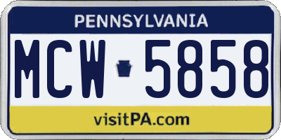 PA license plate MCW5858