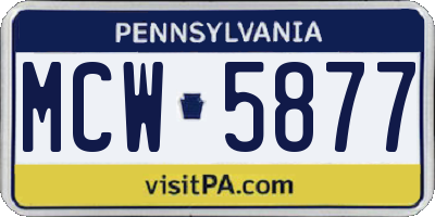 PA license plate MCW5877