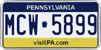 PA license plate MCW5899