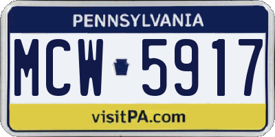 PA license plate MCW5917