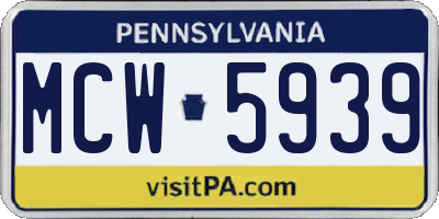 PA license plate MCW5939