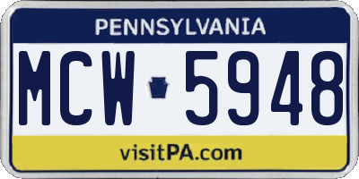 PA license plate MCW5948