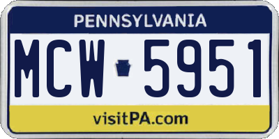 PA license plate MCW5951