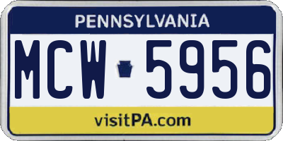 PA license plate MCW5956