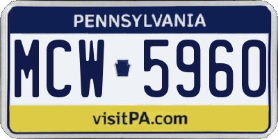 PA license plate MCW5960