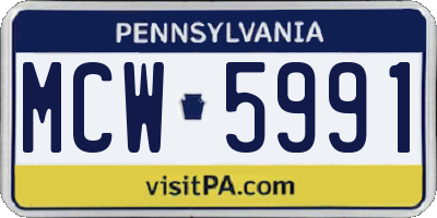 PA license plate MCW5991