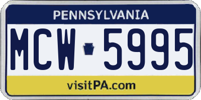 PA license plate MCW5995