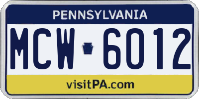 PA license plate MCW6012