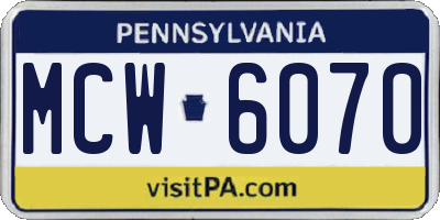PA license plate MCW6070