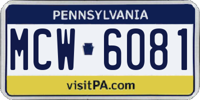 PA license plate MCW6081