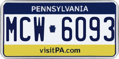 PA license plate MCW6093