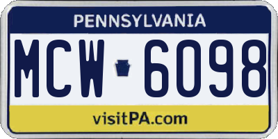 PA license plate MCW6098