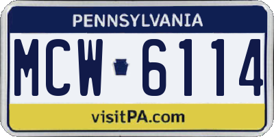 PA license plate MCW6114