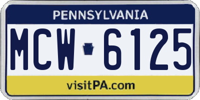PA license plate MCW6125