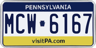 PA license plate MCW6167