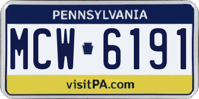 PA license plate MCW6191