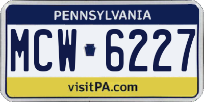 PA license plate MCW6227