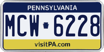 PA license plate MCW6228