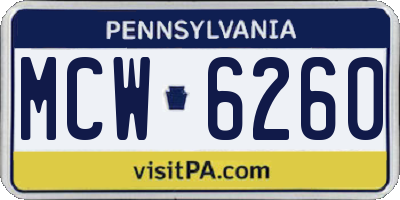 PA license plate MCW6260