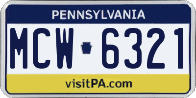 PA license plate MCW6321
