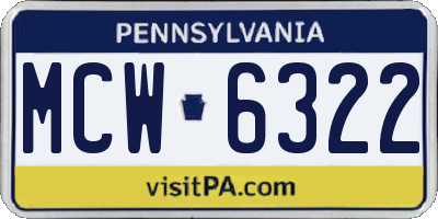 PA license plate MCW6322