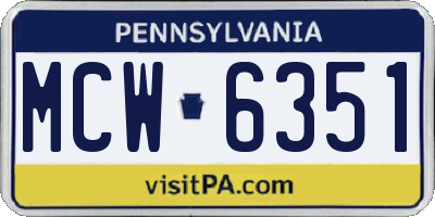 PA license plate MCW6351