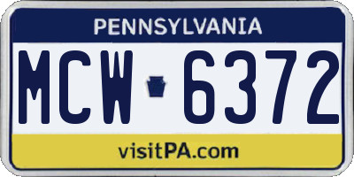 PA license plate MCW6372