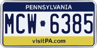 PA license plate MCW6385