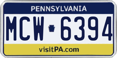 PA license plate MCW6394