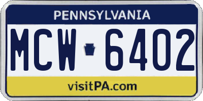 PA license plate MCW6402