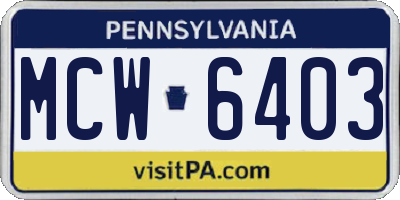 PA license plate MCW6403