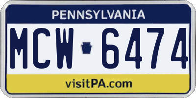 PA license plate MCW6474