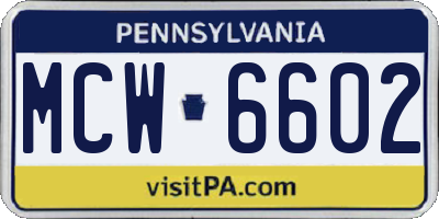 PA license plate MCW6602
