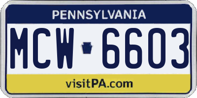 PA license plate MCW6603