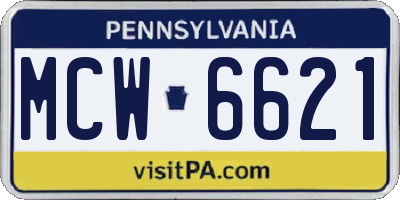 PA license plate MCW6621