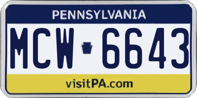 PA license plate MCW6643