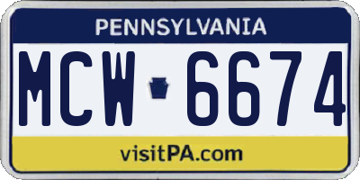 PA license plate MCW6674