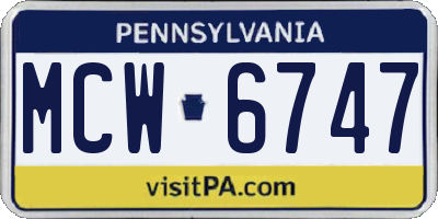 PA license plate MCW6747