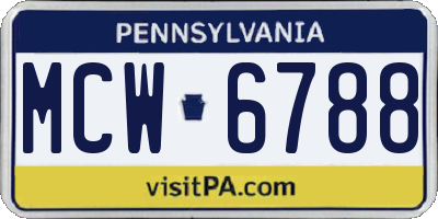 PA license plate MCW6788