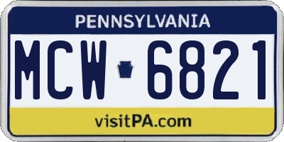 PA license plate MCW6821