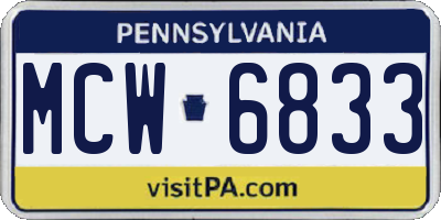 PA license plate MCW6833