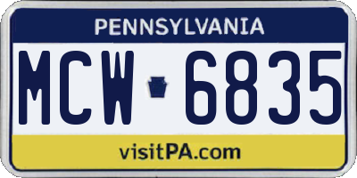 PA license plate MCW6835
