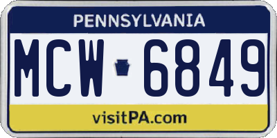PA license plate MCW6849