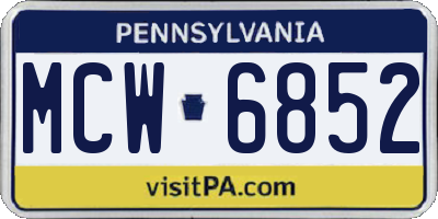 PA license plate MCW6852