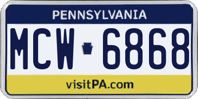 PA license plate MCW6868