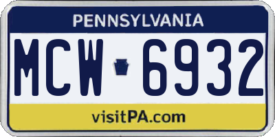 PA license plate MCW6932